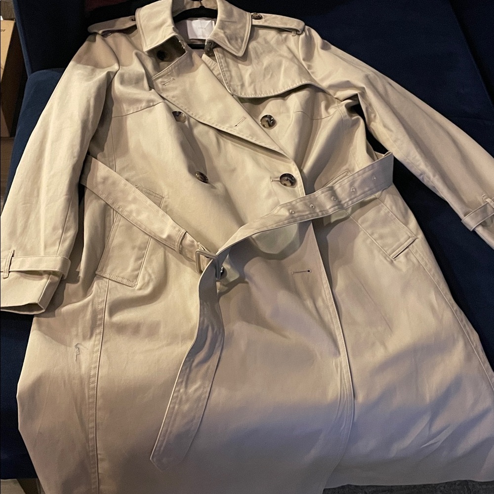Mango Beige Double-Breasted Trench Coat